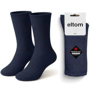 Skarpetki damskie bezuciskowe prążkowane , prążek - granat