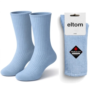 Skarpetki damskie bezuciskowe prążkowane , prążek - błękit