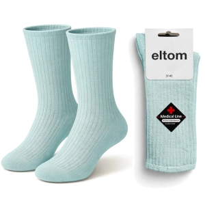 Skarpetki damskie bezuciskowe prążkowane , prążek - turkus
