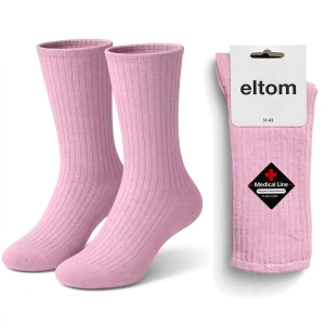 Skarpetki damskie bezuciskowe prążkowane , prążek - różowe