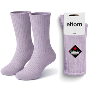 Skarpetki damskie bezuciskowe prążkowane , prążek - lawenda