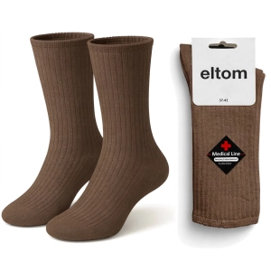 Skarpetki damskie bezuciskowe prążkowane , prążek - brązowe