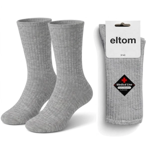 Skarpetki damskie bezuciskowe prążkowane , prążek - szary melanż